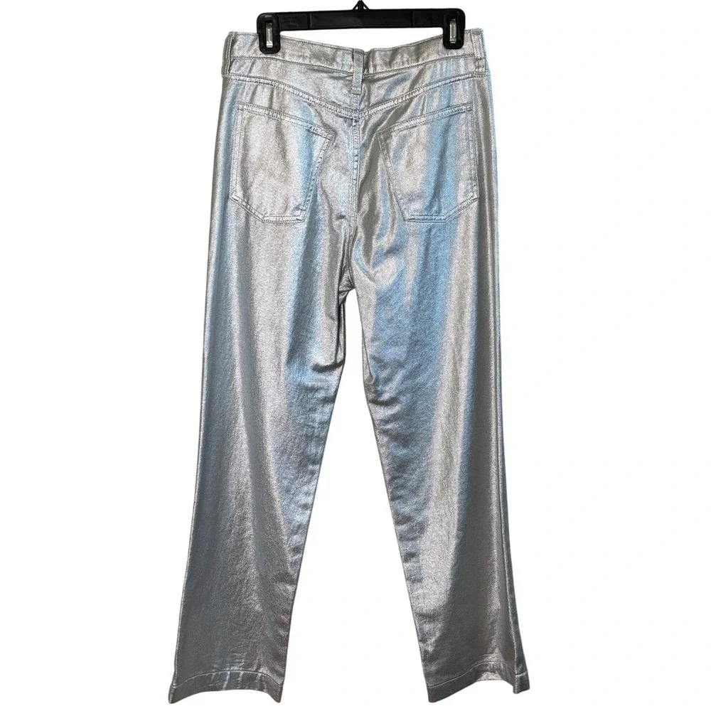 Silver Jeans Metallic 90s Baggy Womens Festival Futuristic Streetwear‎ Jeans 4 - Picture 3 of 8